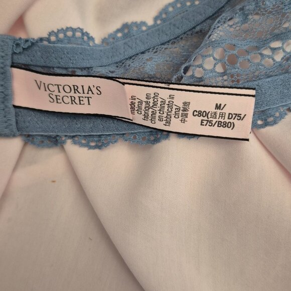 Victoria Secret Halter Style Bralette Dusty Blue Light triangular lining - Picture 3 of 9